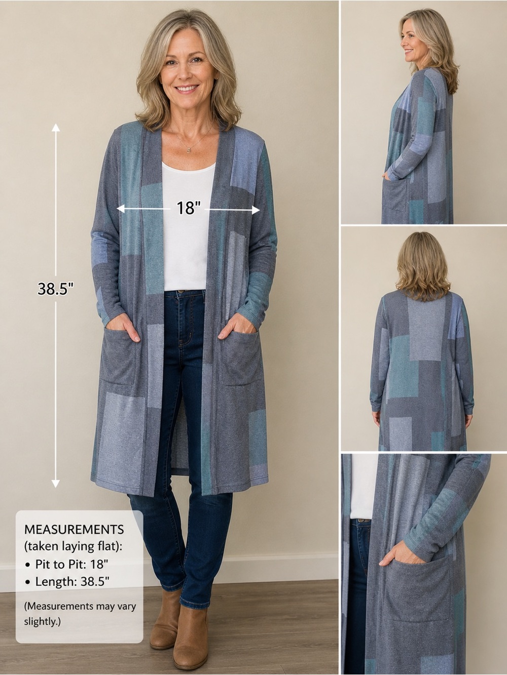 J.Jill Women’s Cardigan Sweater | Blue | Long Sleeve | Pockets | Cute & Cozy